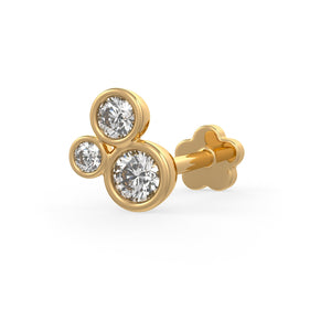 Golden Diamond Bubble Nose Stud in 18K Yellow Gold