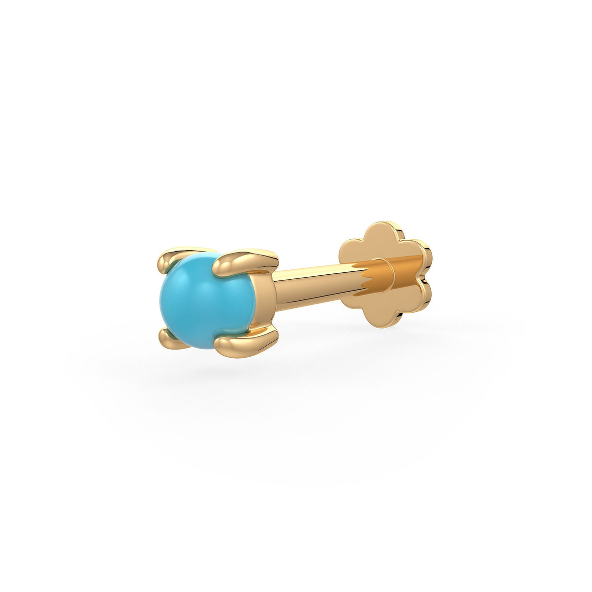 Turquoise nose stud in 18ct yellow gold