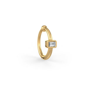 18K Yellow Gold Baguette Diamond Nose Ring