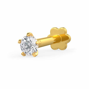 Solitaire Diamond Nose Stud Pin in 18ct Yellow Gold 0.06ct Nasal Piercing