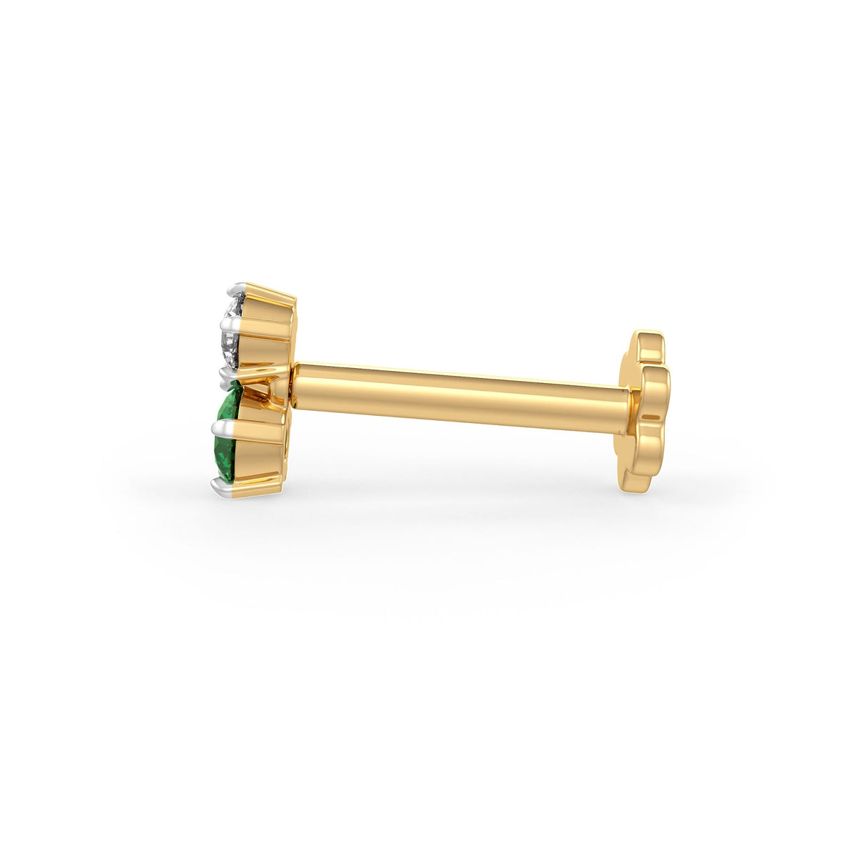 Toi et Moi nose jewellery with vivid emerald and brilliant diamond