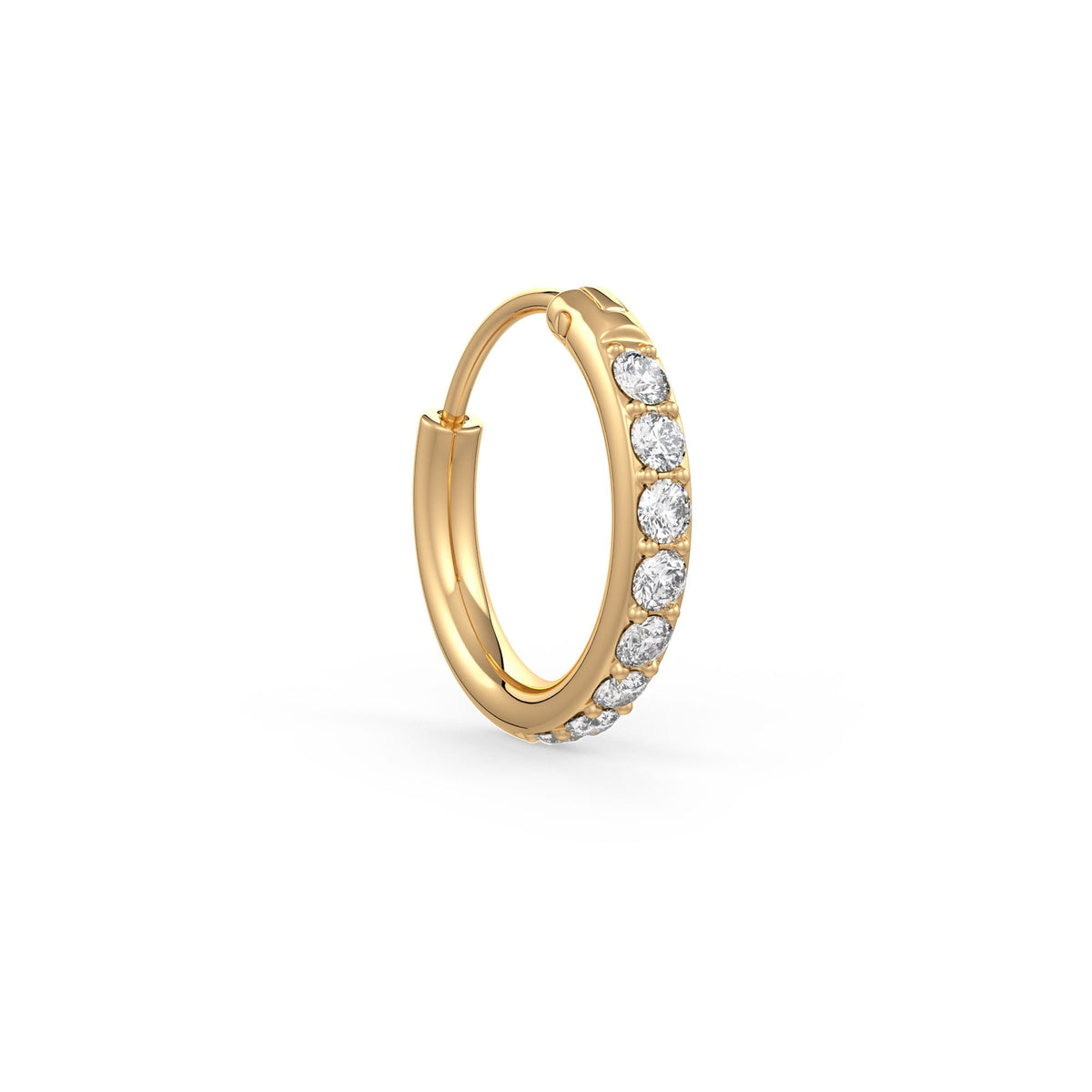 Slim yellow gold diamond nose ring