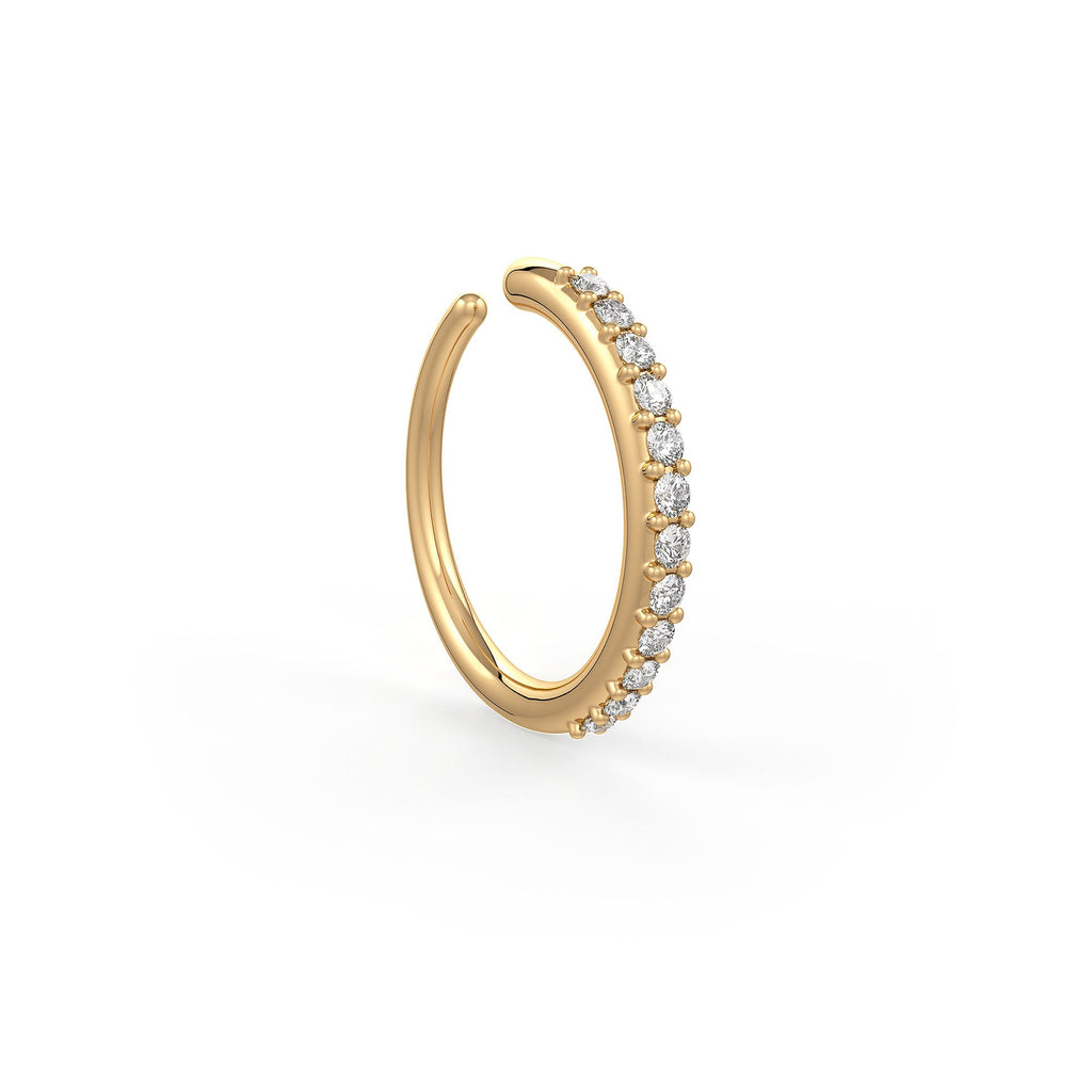 Diamond Skinny Nose Ring Eternity Hoop 18ct Yellow Gold