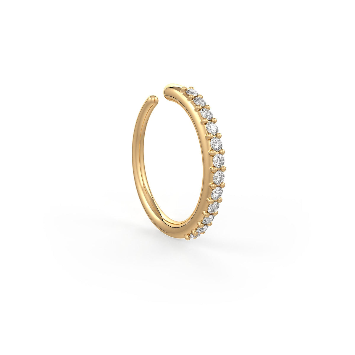Diamond Skinny Nose Ring Eternity Hoop 18ct Yellow Gold