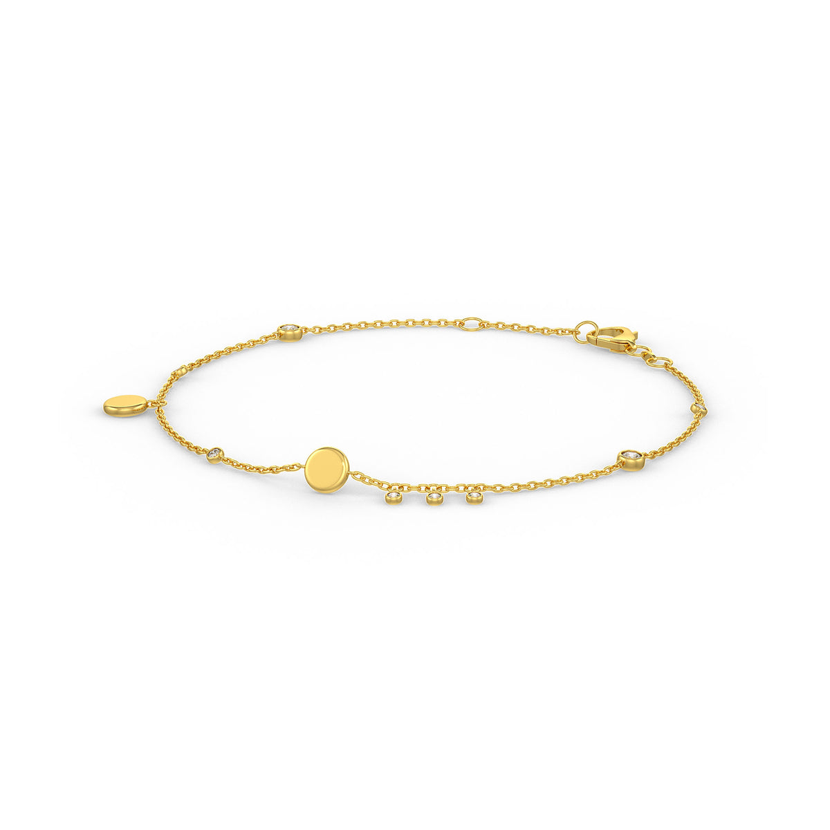 Delicate gold chain bracelet with diamonds