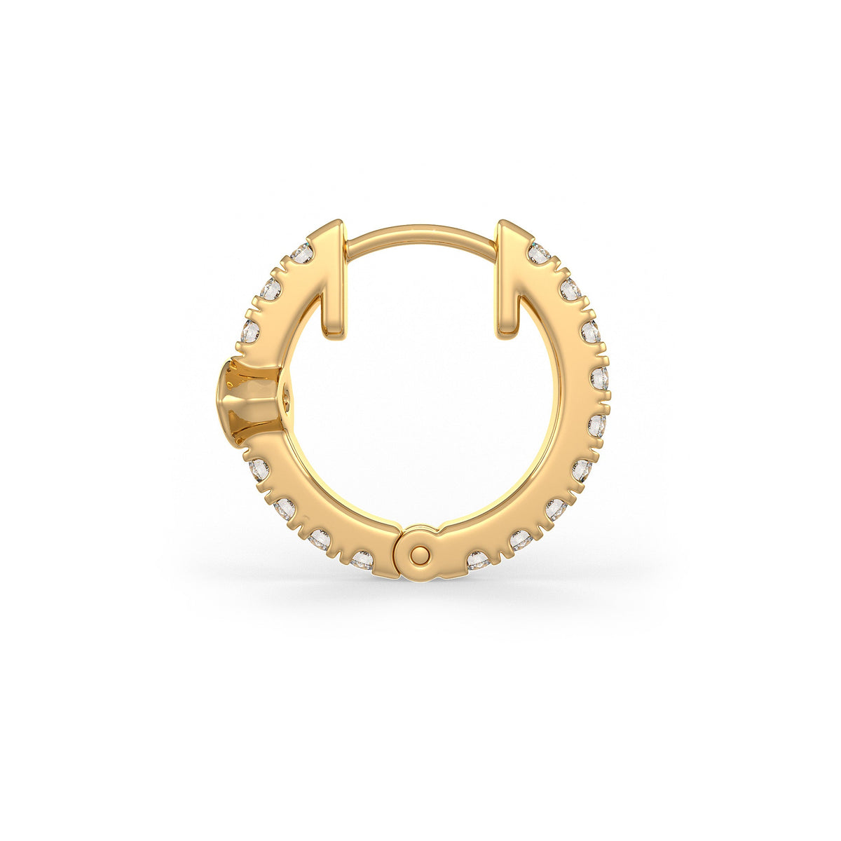 Boucles d'oreilles créoles en or jaune 18 carats serties de diamants (10 mm), solitaire marquise de 0,70 carat (paire)