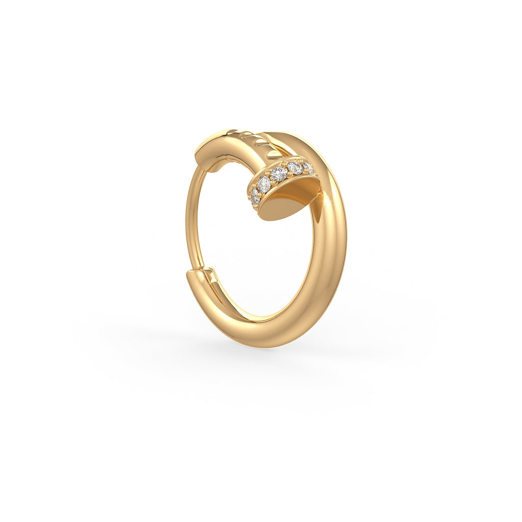 Elegant yellow gold nose ring with sparkling diamond detailing