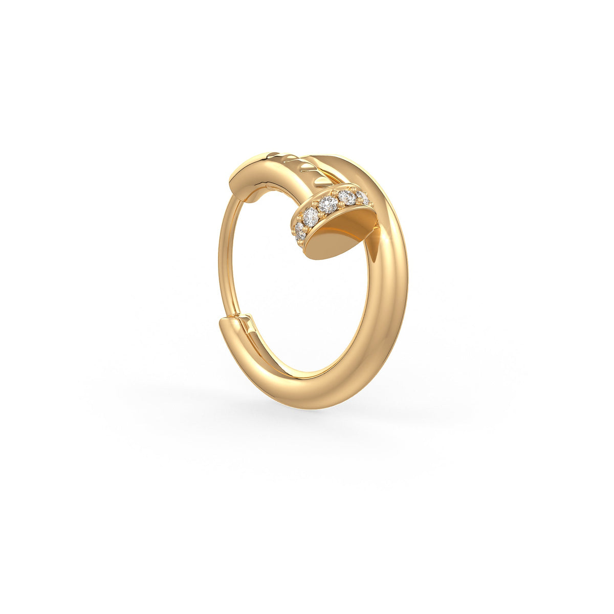 Elegant yellow gold nose ring with sparkling diamond detailing