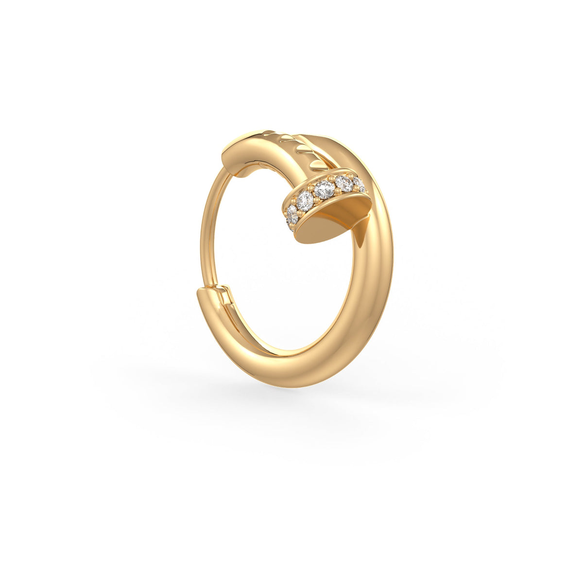 Diamond Nail Hoop Cartilage Earring 10mm in 18ct Yellow Gold