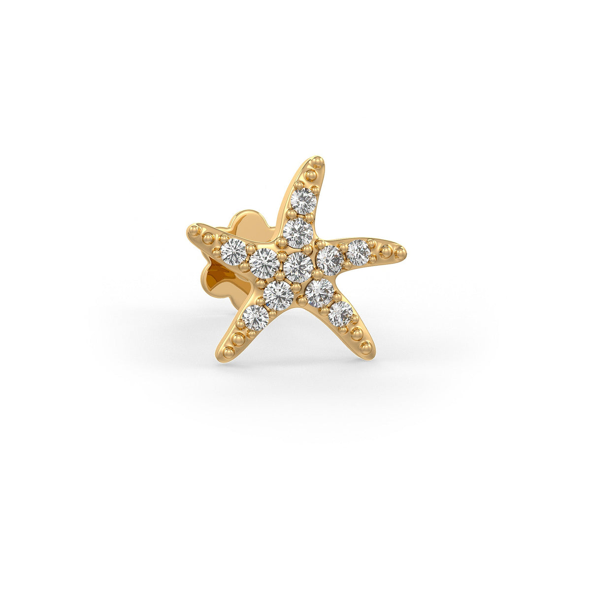 Starfish Diamond Nose Stud Pin 18ct Yellow Gold
