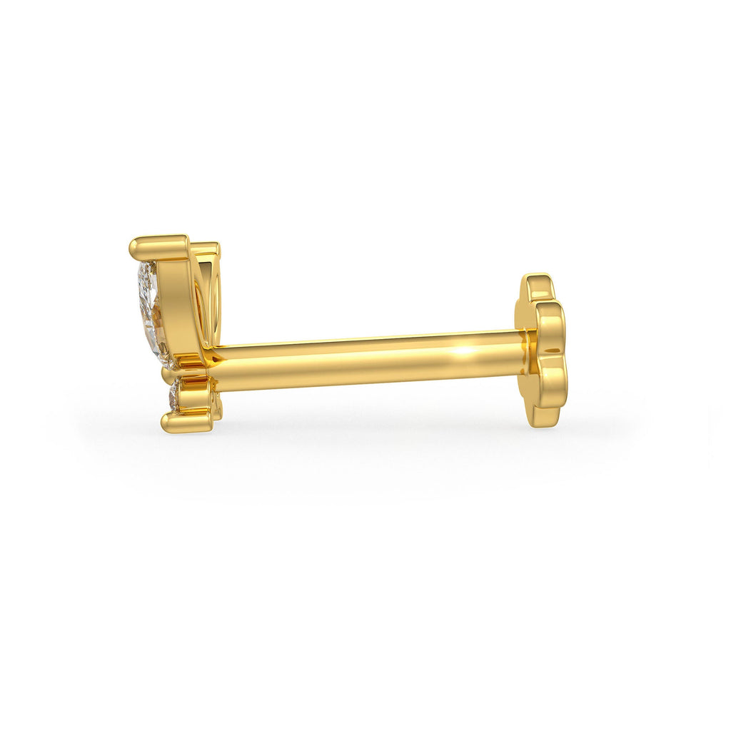 Elegant nose stud with small diamonds on a white background