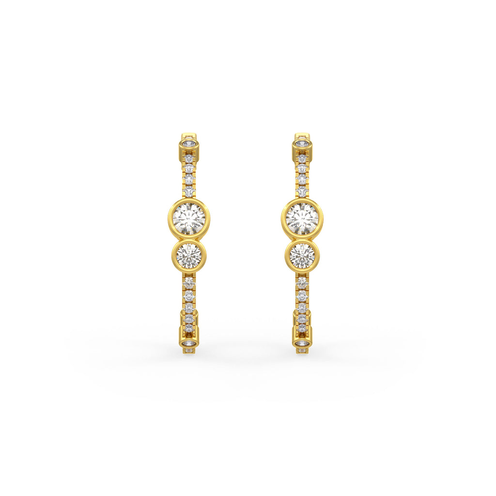  Orecchini a cerchio con diamanti a bolla da 1,30 ct in oro giallo