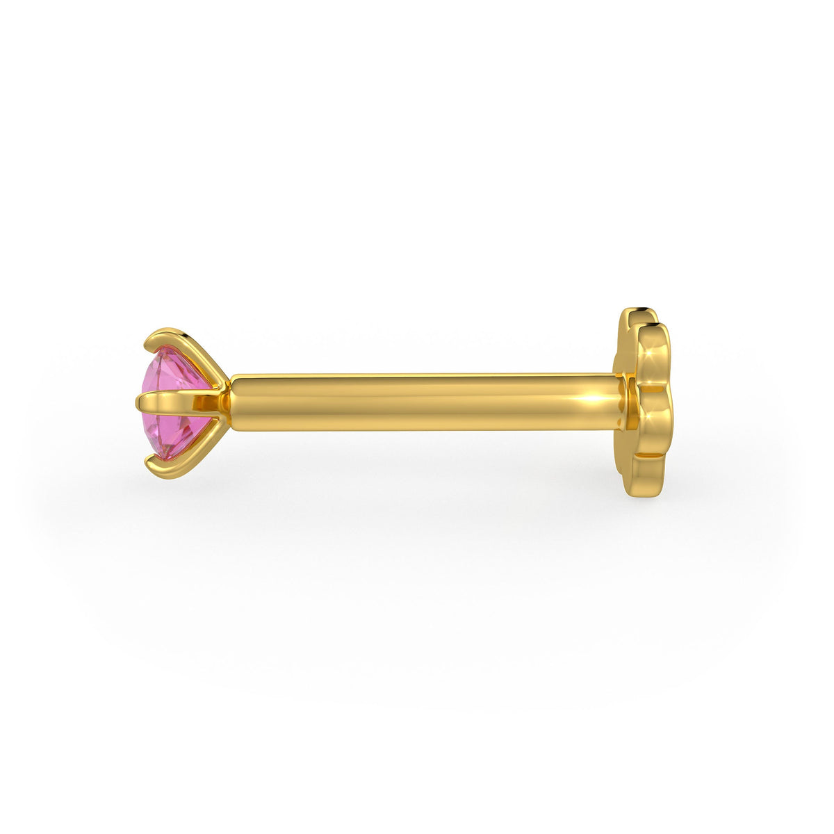  Piercing al naso in zaffiro rosa in oro giallo 18 carati