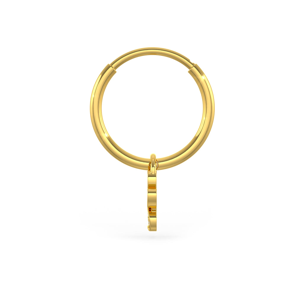 Diamond Paw Charm Hoop Earrings Yellow Gold