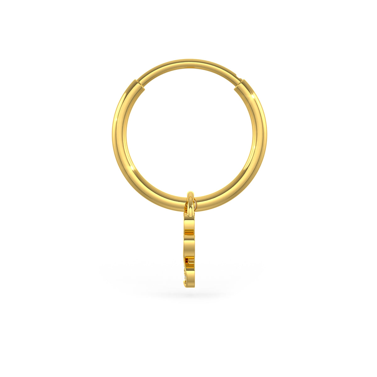 Diamond Paw Charm Hoop Earrings Yellow Gold