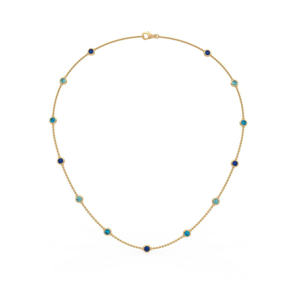 18ct yellow gold sapphire and aquamarine necklace