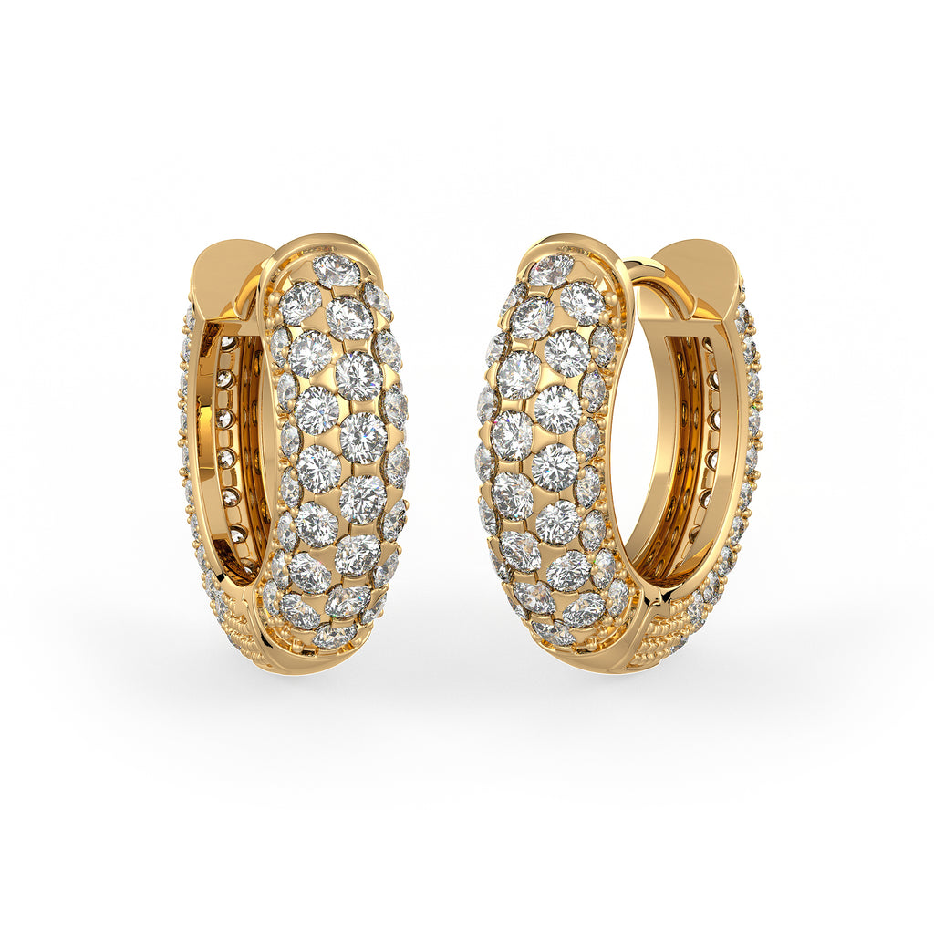 18ct Yellow Gold Diamond Huggie Hoop Earrings