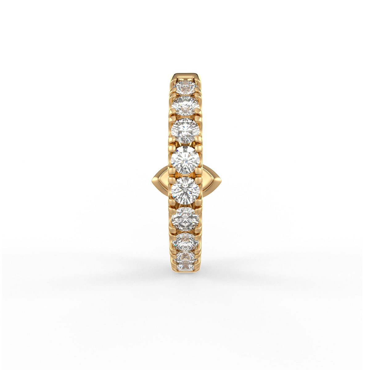 Boucles d'oreilles créoles en or jaune 18 carats, serties d'un diamant solitaire marquise de 0,50 carat (à l'unité), serties sur toute la longueur (12 mm), à porter au cartilage ou au lobe.