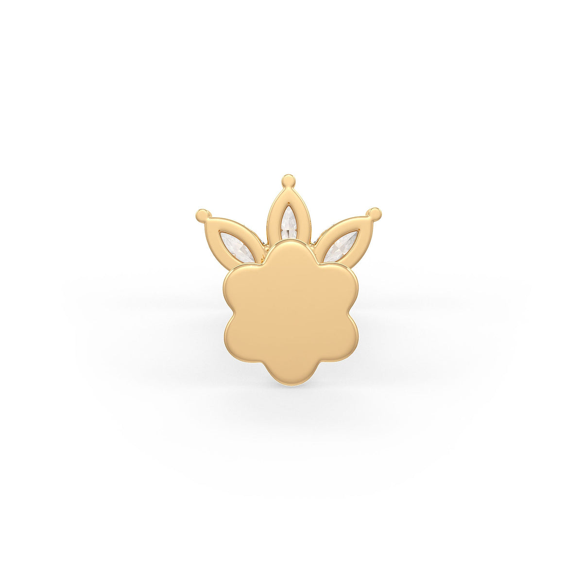Lotus stud nose pin back view