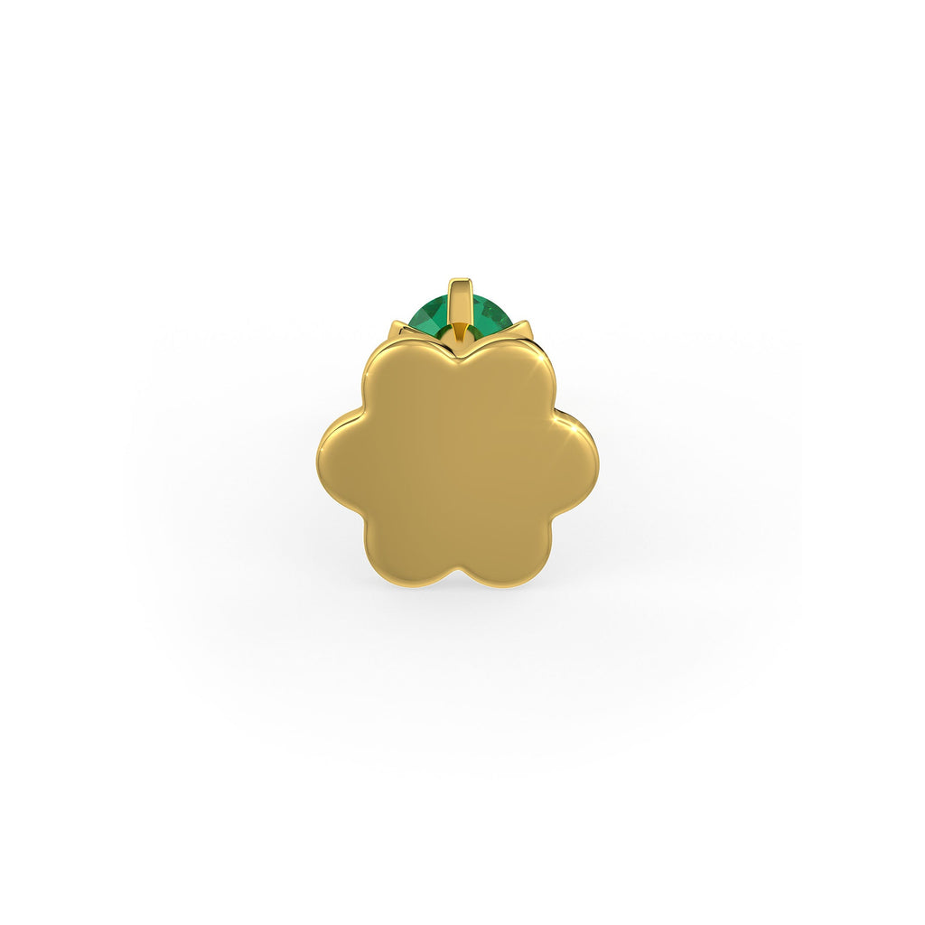Emerald and Yellow Gold Nose Stud | Deep Green