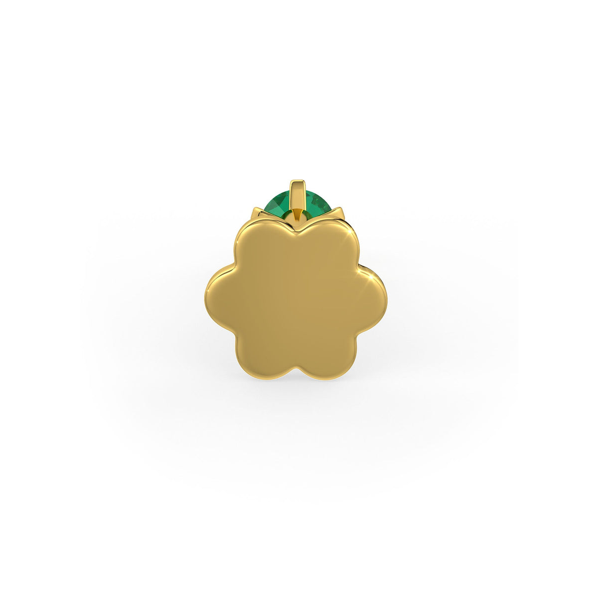 Emerald and Yellow Gold Nose Stud | Deep Green