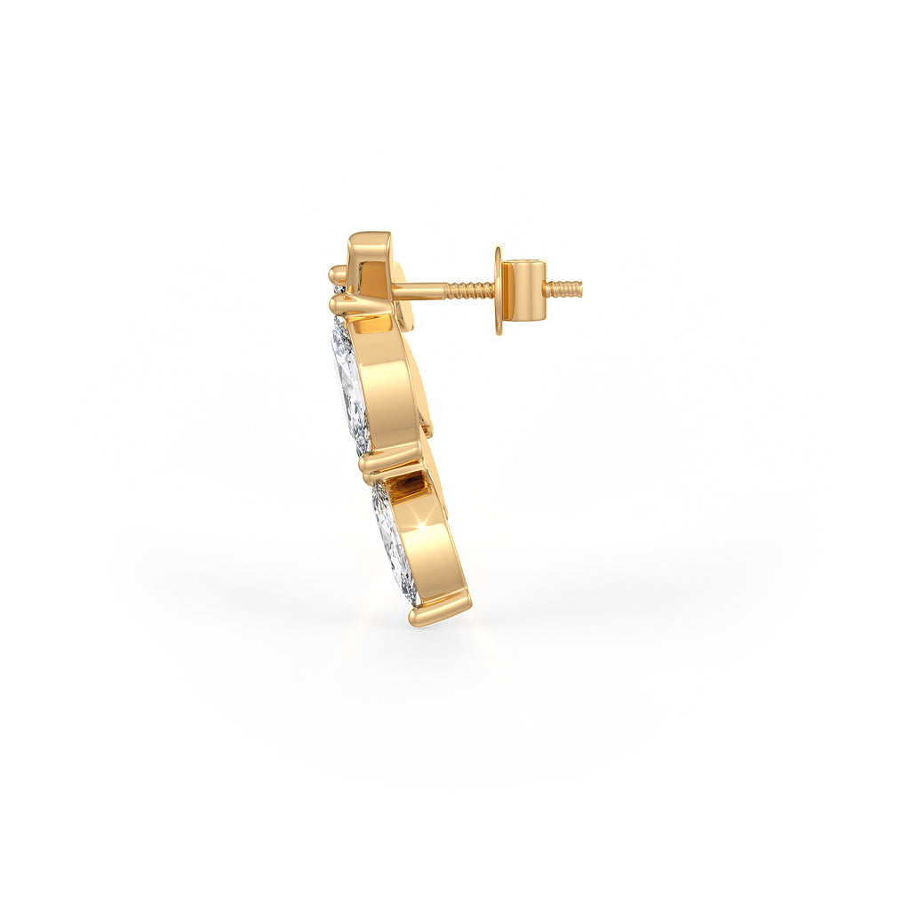 Radiant marquise leaf diamond earrings in gold