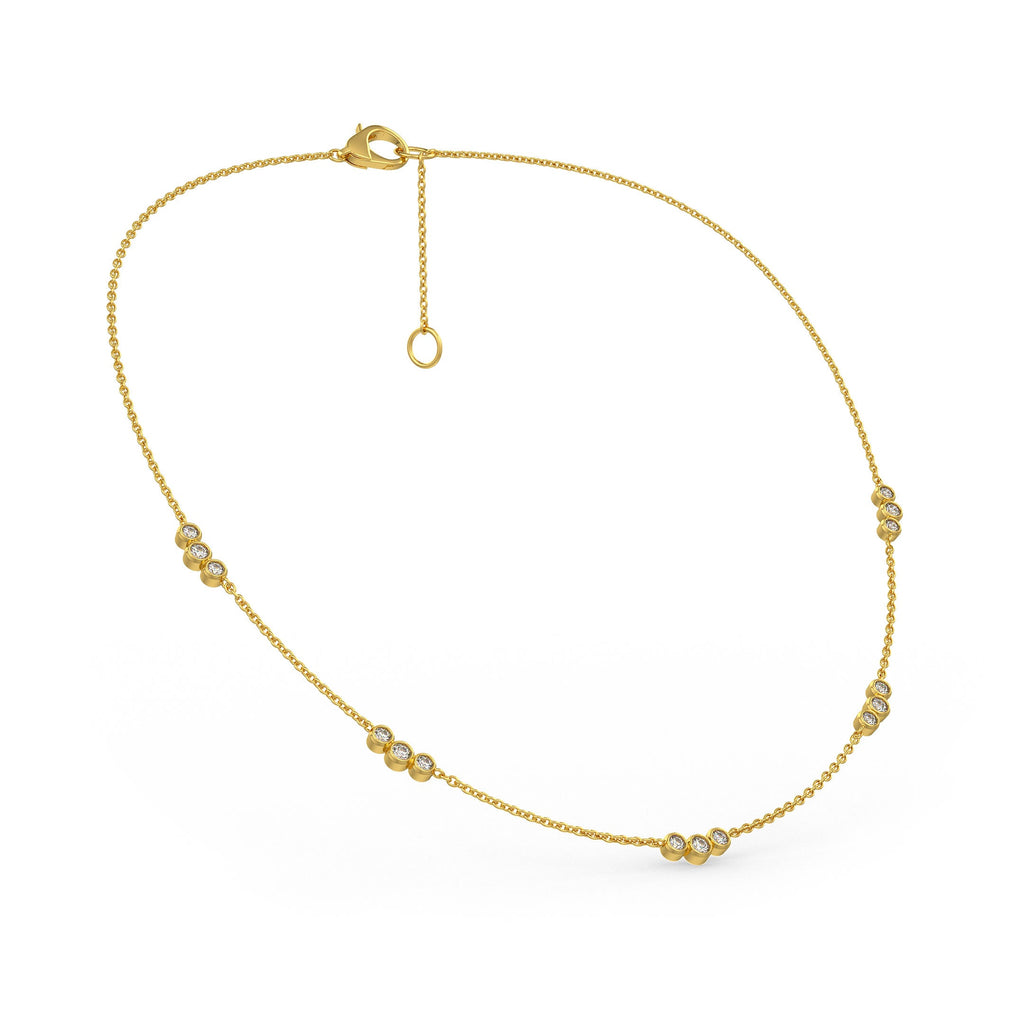 Classic yellow gold diamond trilogy necklace