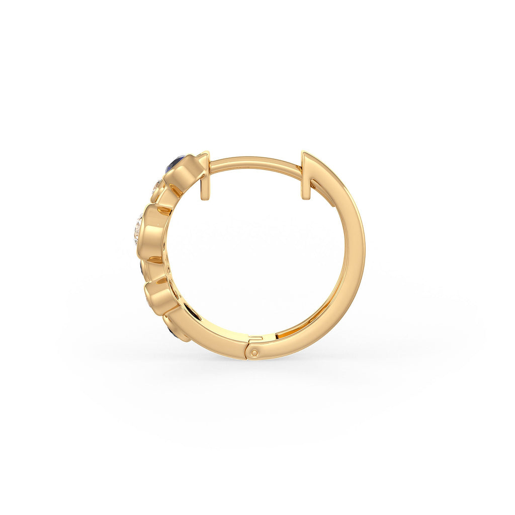 Close detail of the secure hoop fastening and gemstone arrangement