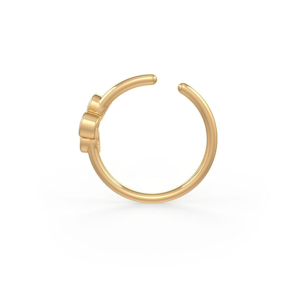 Skinny Diamond Nose Ring Trilogy Hoop 18ct Yellow Gold