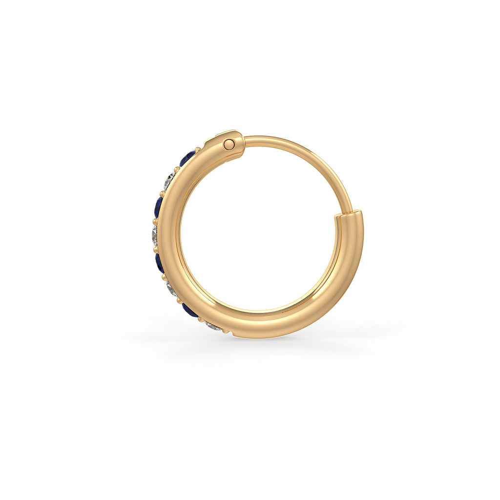 Classic skinny diamond sapphire nose hoop