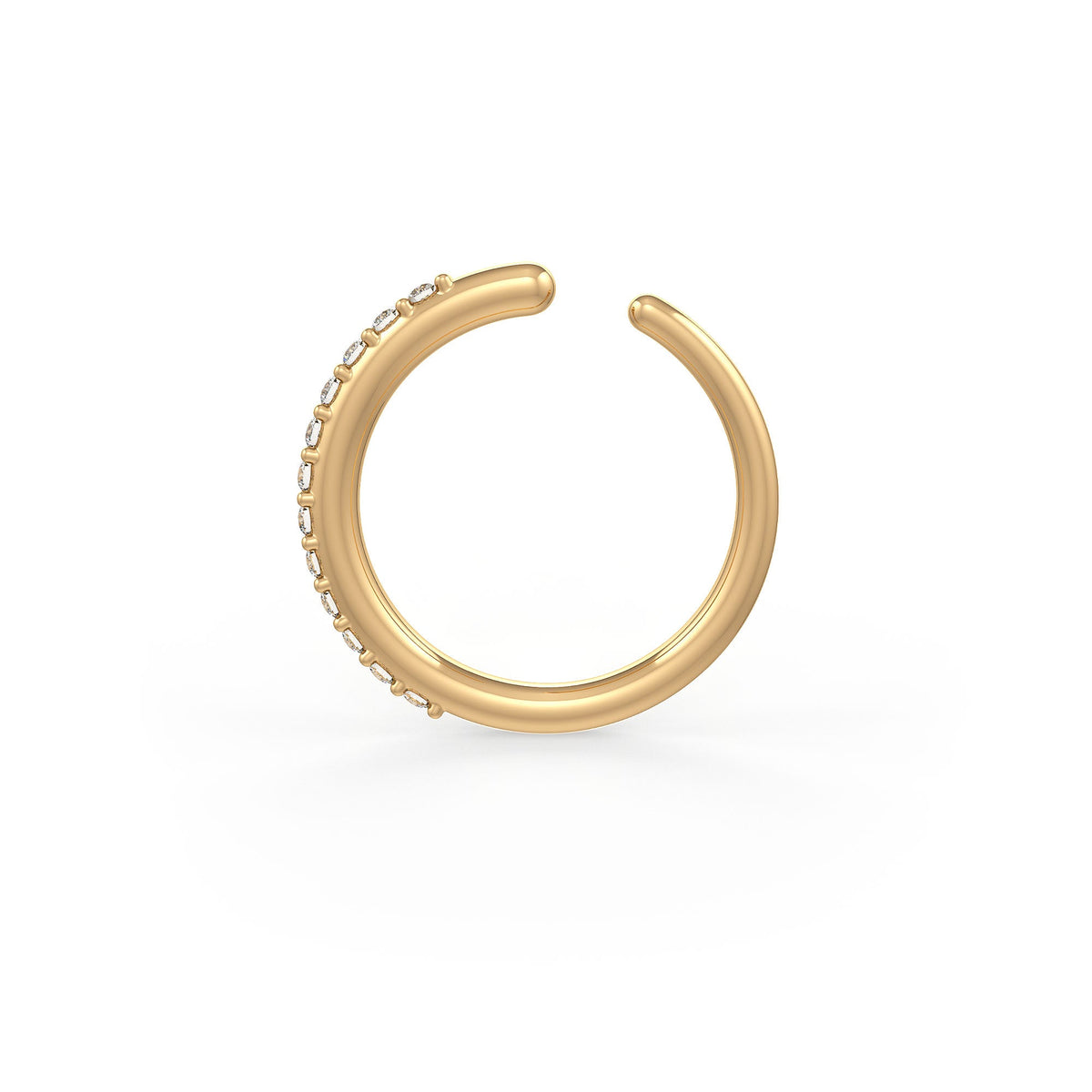 Diamond Skinny Nose Ring Eternity Hoop 18ct Yellow Gold