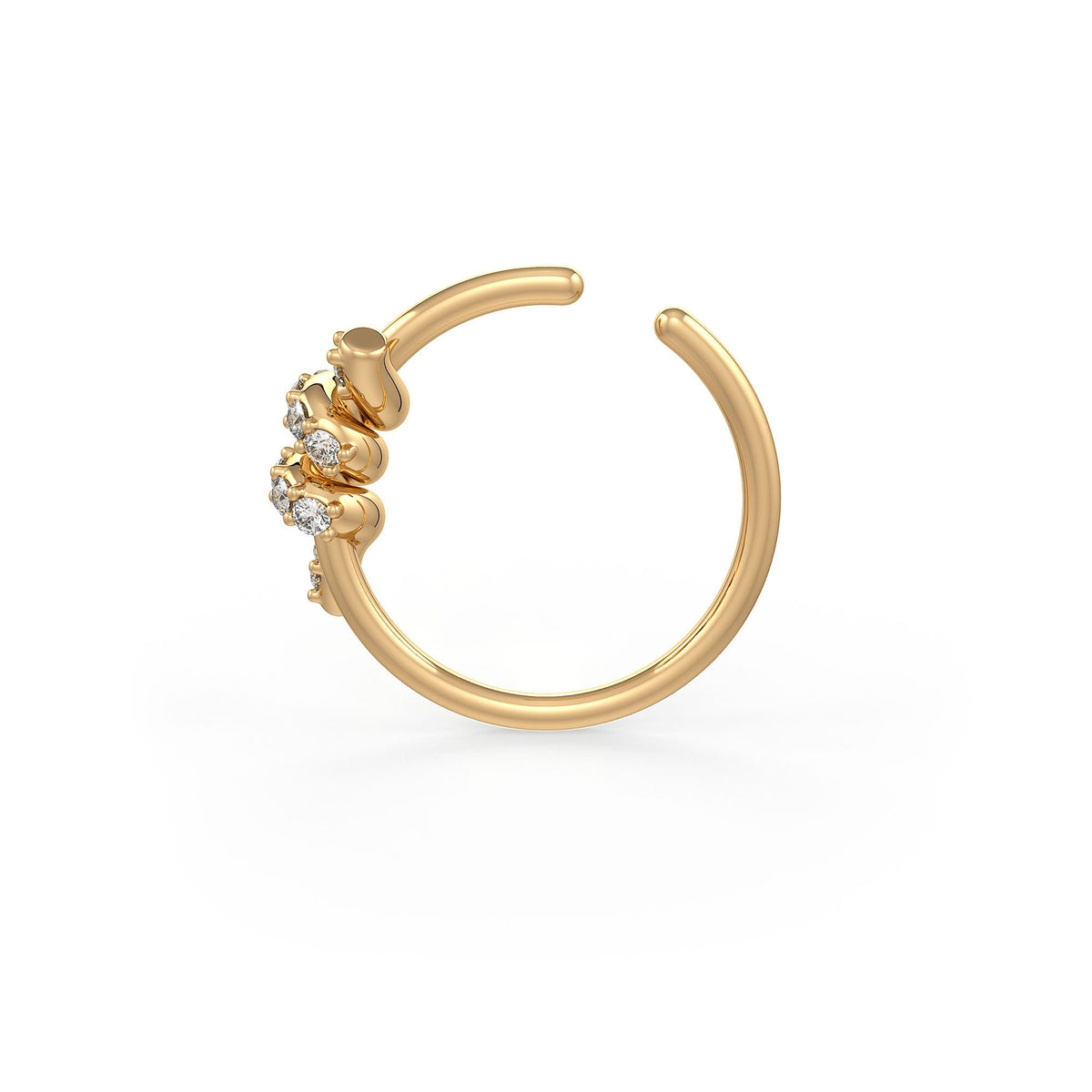 Skinny Knot Diamond Nose Ring 18ct Yellow Gold