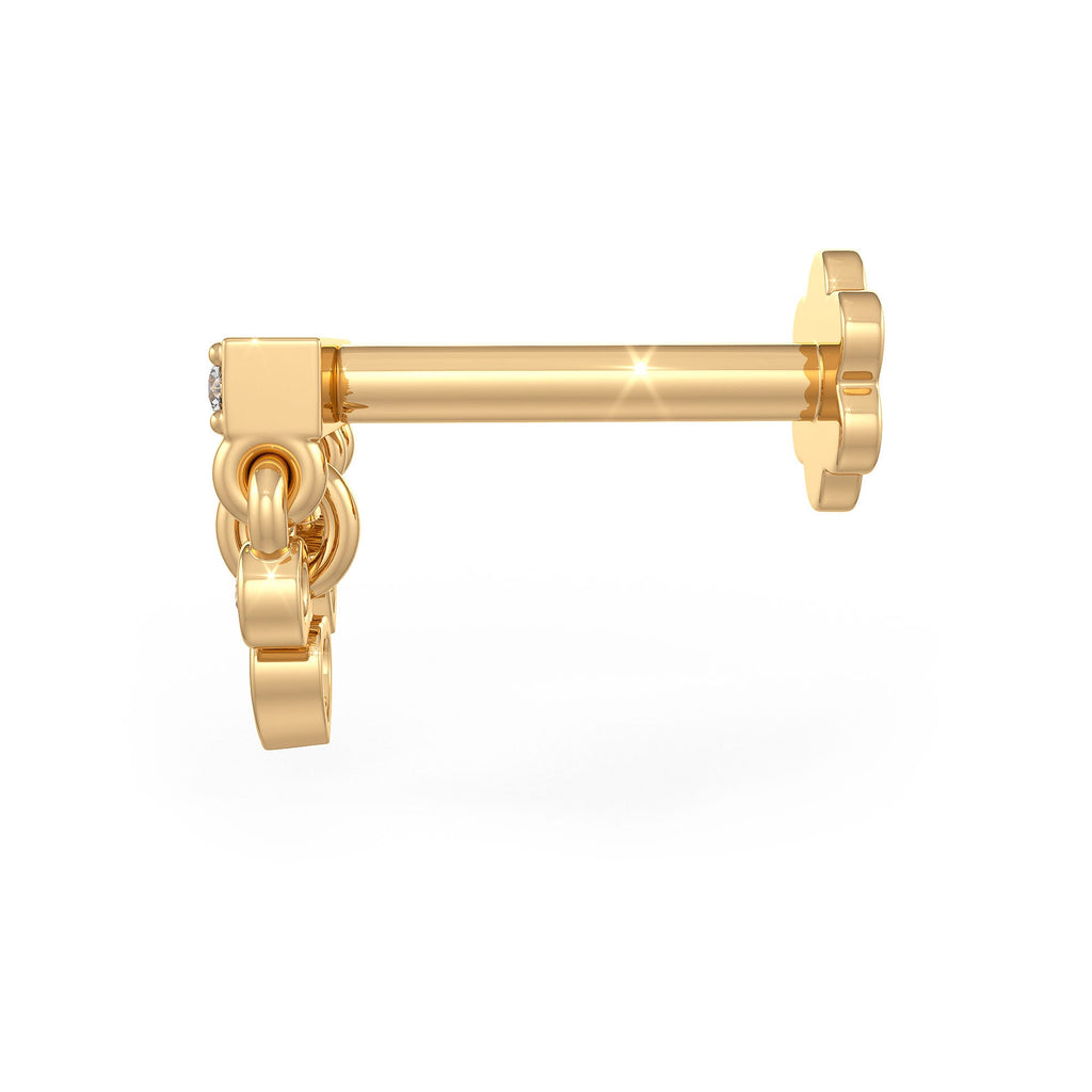 Elegant yellow gold heart nose stud with diamond sparkle