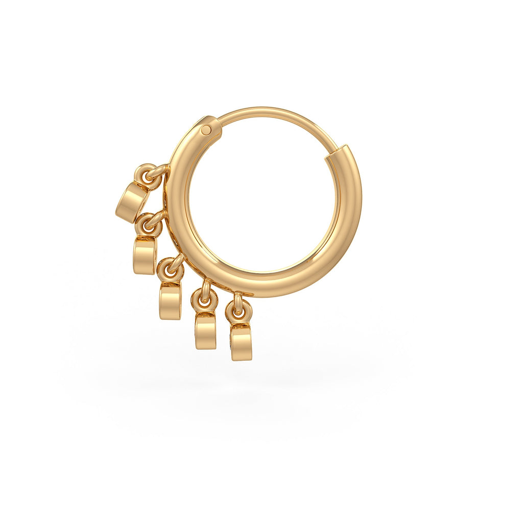 Diamond Nose Hoop Ring in 18ct Yellow Gold Bezel Charms