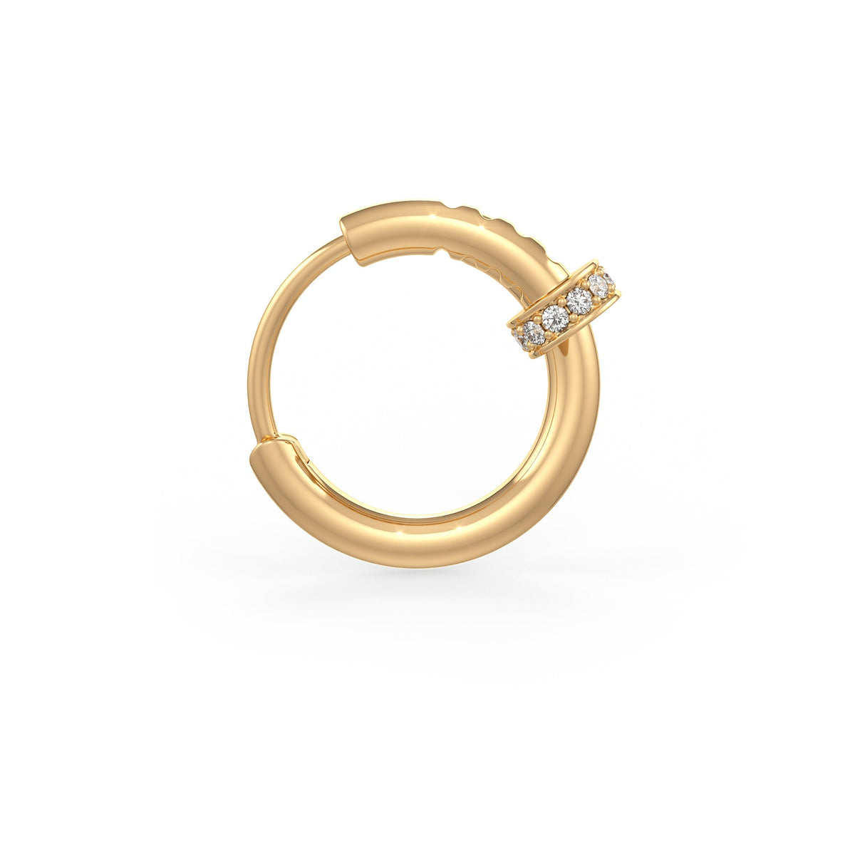 Diamond Nail Hoop Cartilage Earring 10mm in 18ct Yellow Gold