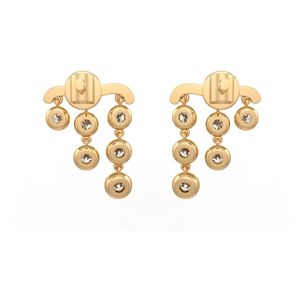 Boucles d'oreilles pendantes en or jaune 18 carats serties d'un diamant de 1 carat