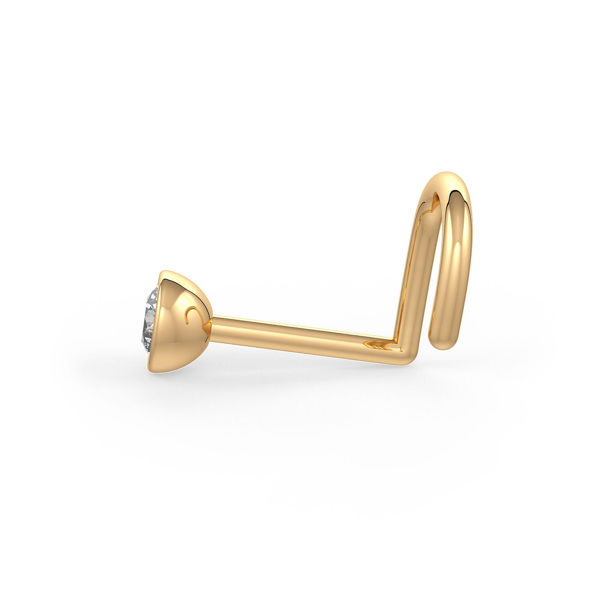 18K Yellow Gold Bezel-Set Diamond Nose Stud