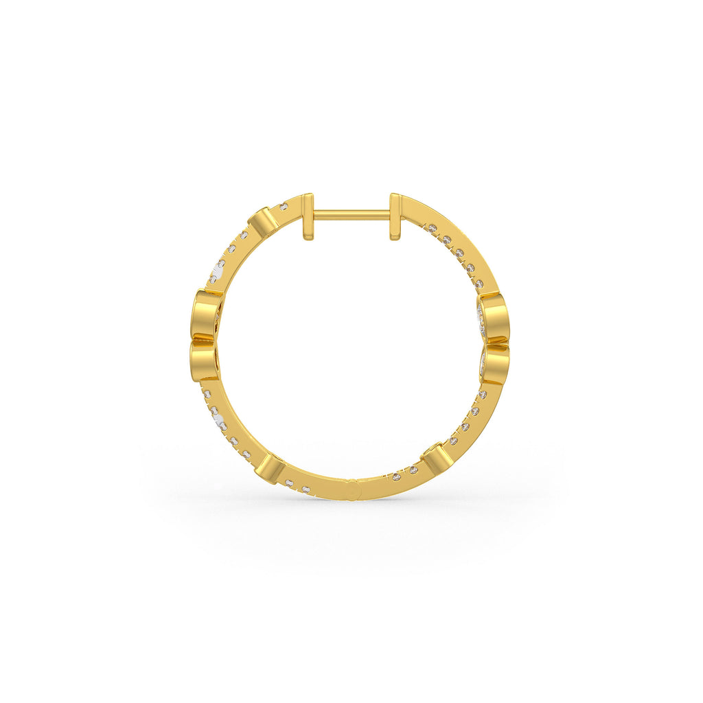  Orecchini a cerchio con diamanti a bolla da 1,30 ct in oro giallo