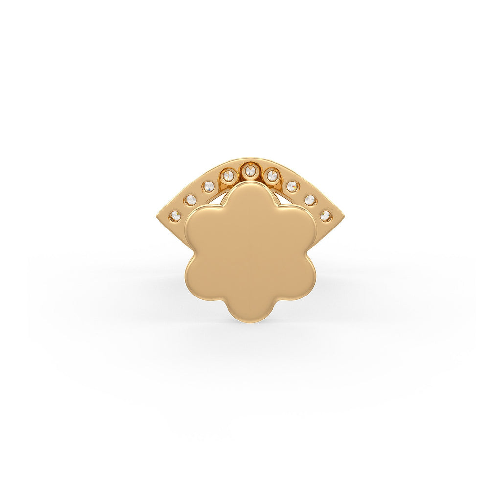 Back view of a sapphire diamond evil eye piercing stud