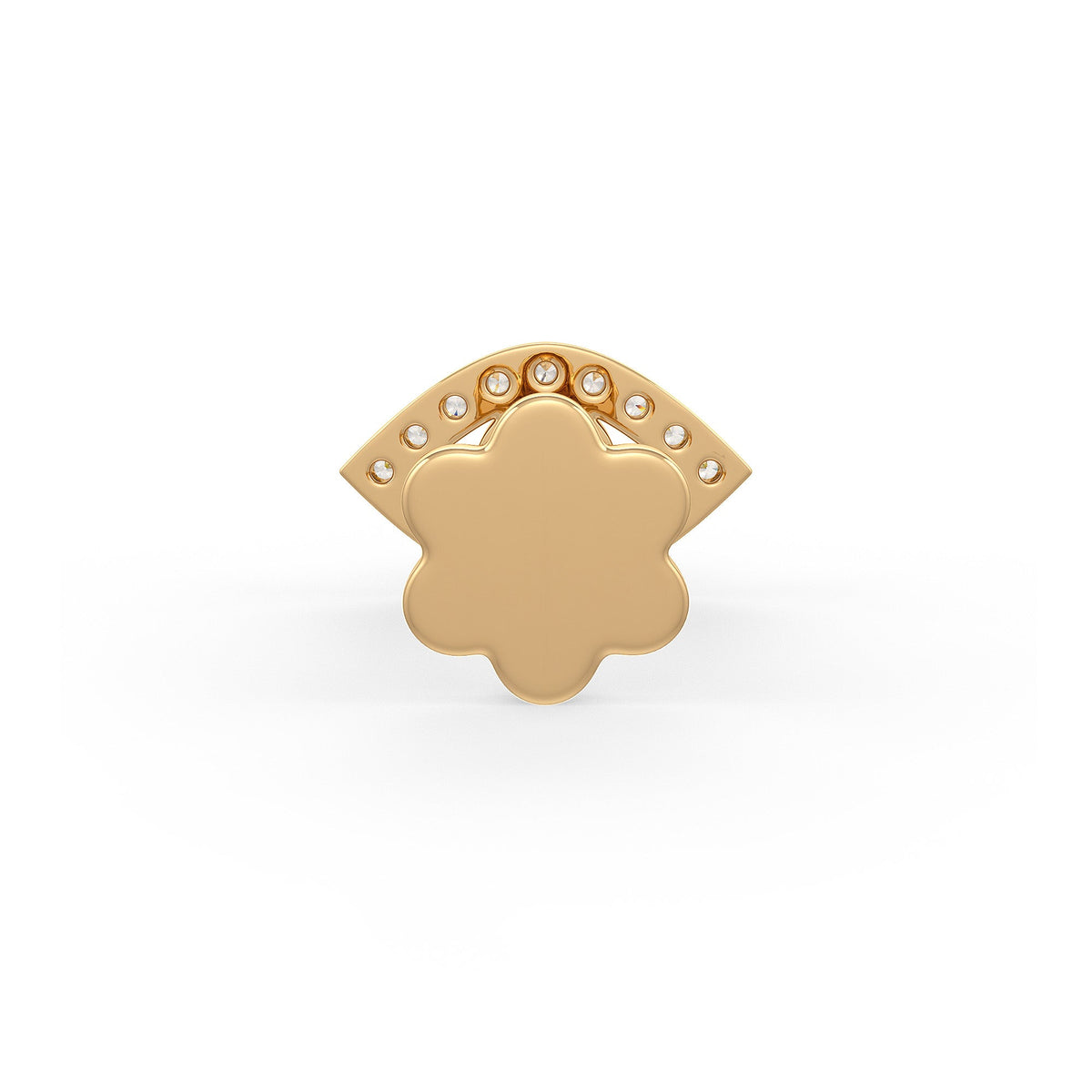 Back view of a sapphire diamond evil eye piercing stud