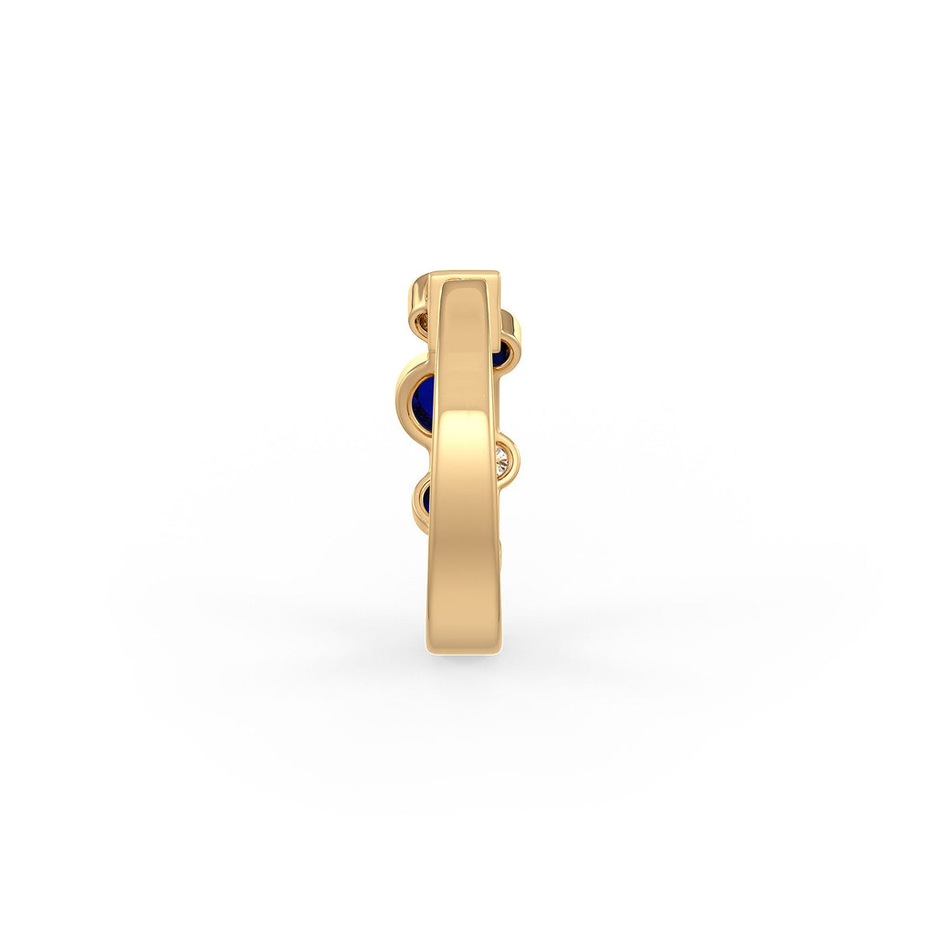 Diamond Sapphire Bubble Hoops Earrings 18ct Yellow Gold