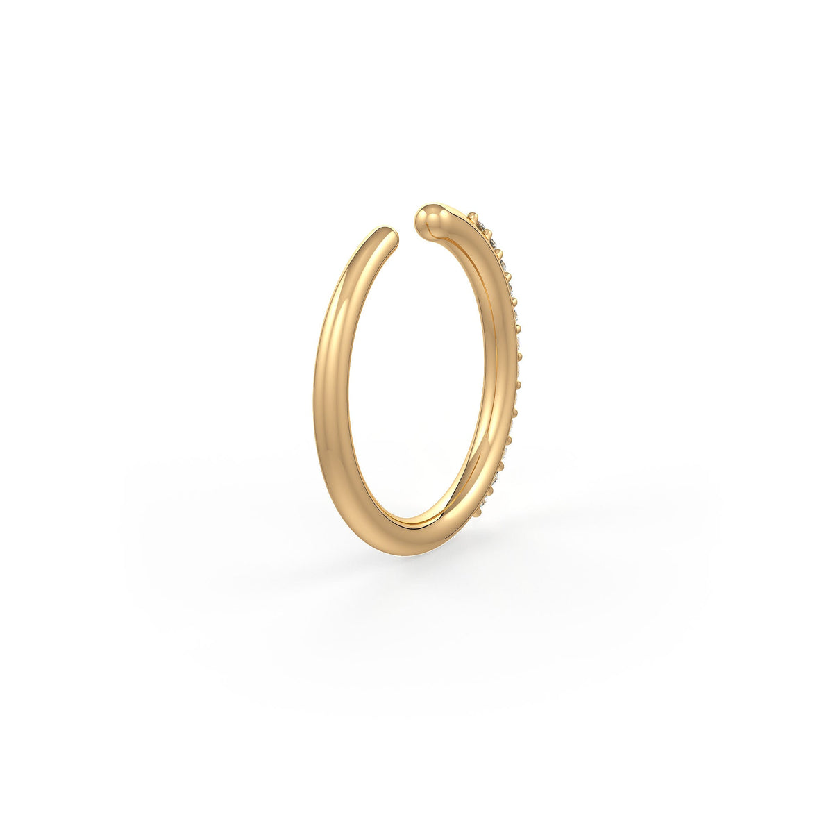 Diamond Skinny Nose Ring Eternity Hoop 18ct Yellow Gold