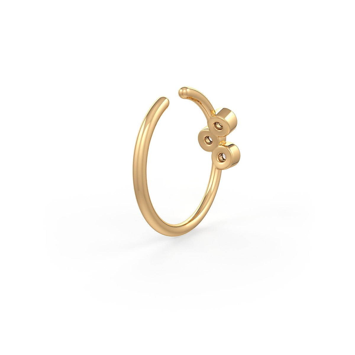 Skinny Diamond Nose Ring Trilogy Hoop 18ct Yellow Gold