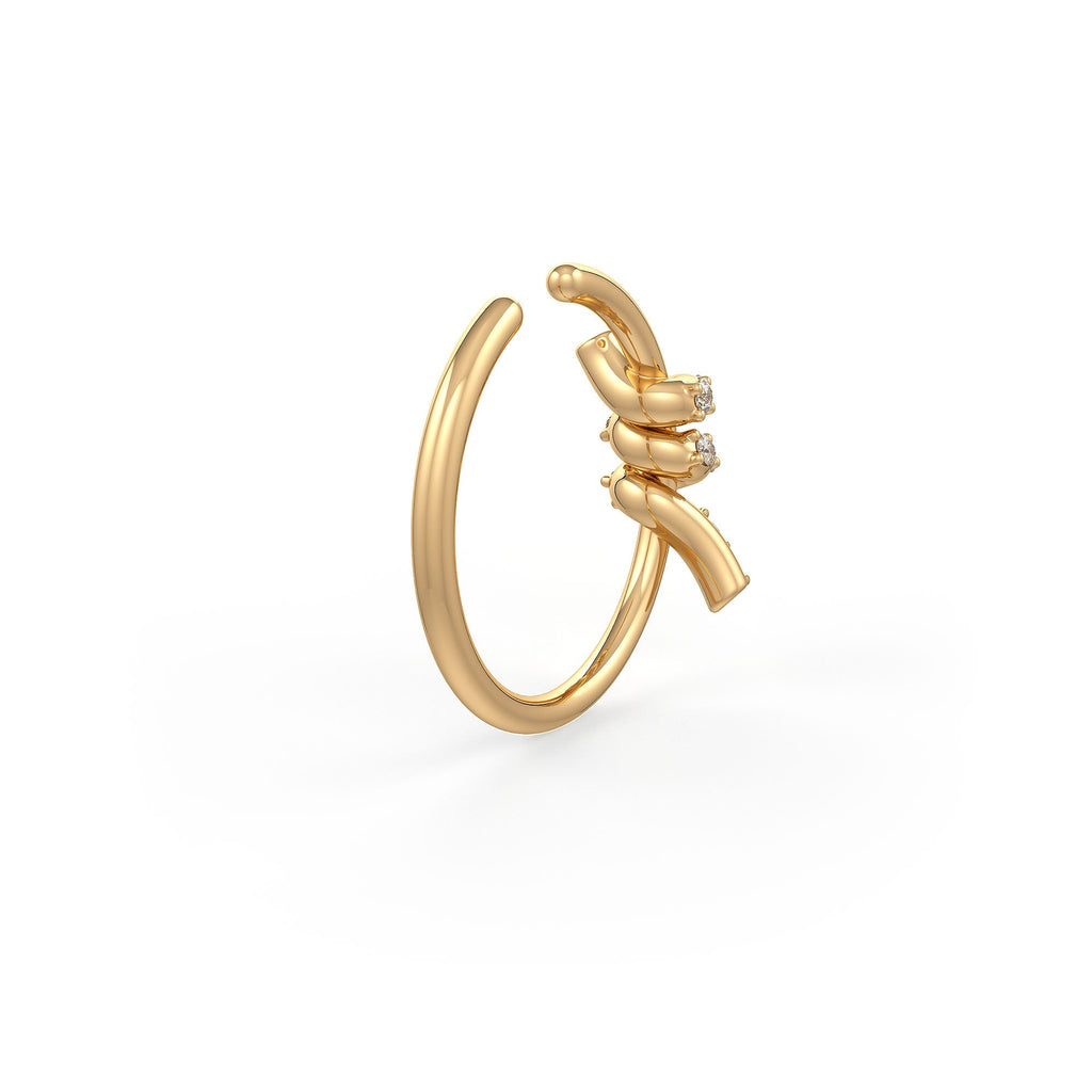 Skinny Knot Diamond Nose Ring 18ct Yellow Gold