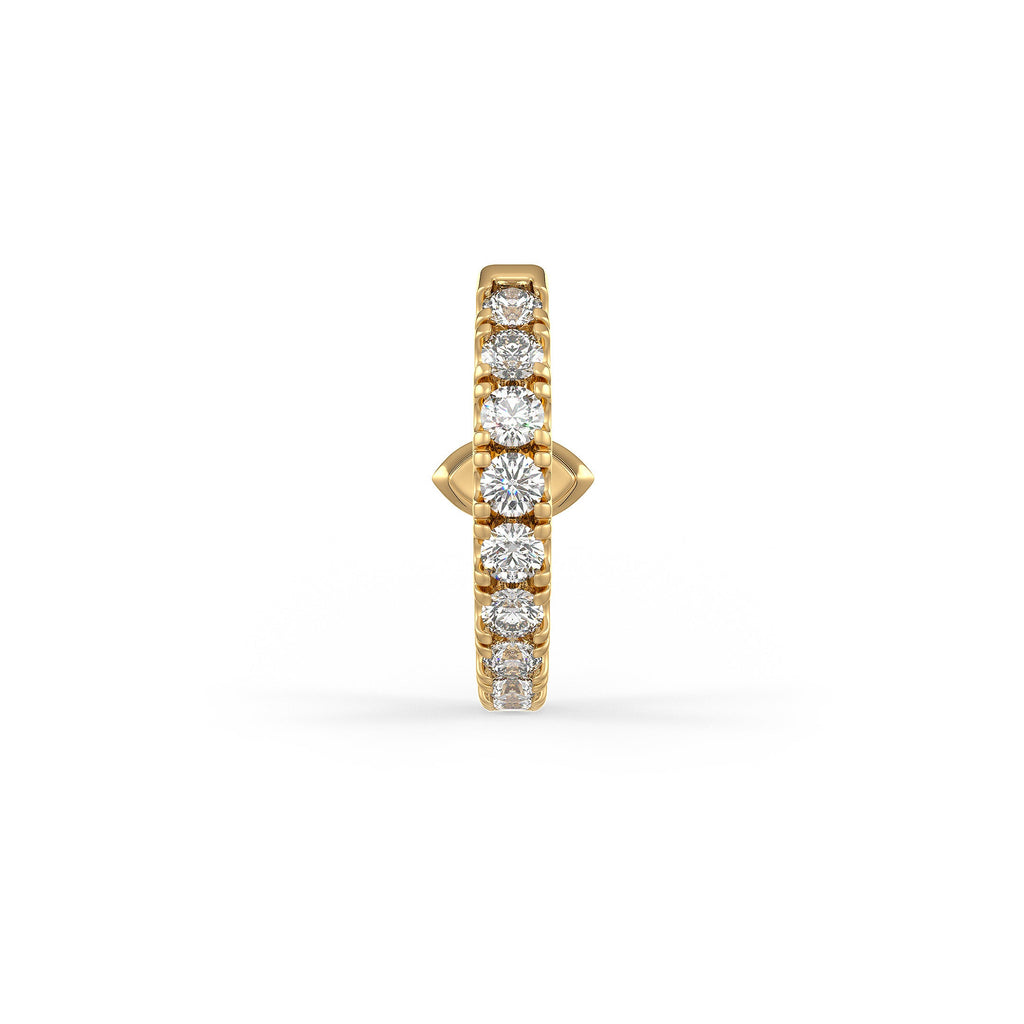 Boucles d'oreilles créoles en or jaune 18 carats serties de diamants (10 mm), solitaire marquise de 0,70 carat (paire)