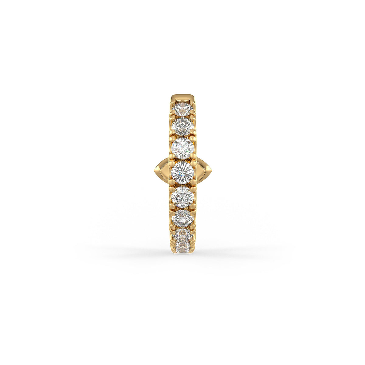 Boucles d'oreilles créoles en or jaune 18 carats serties de diamants (10 mm), solitaire marquise de 0,70 carat (paire)