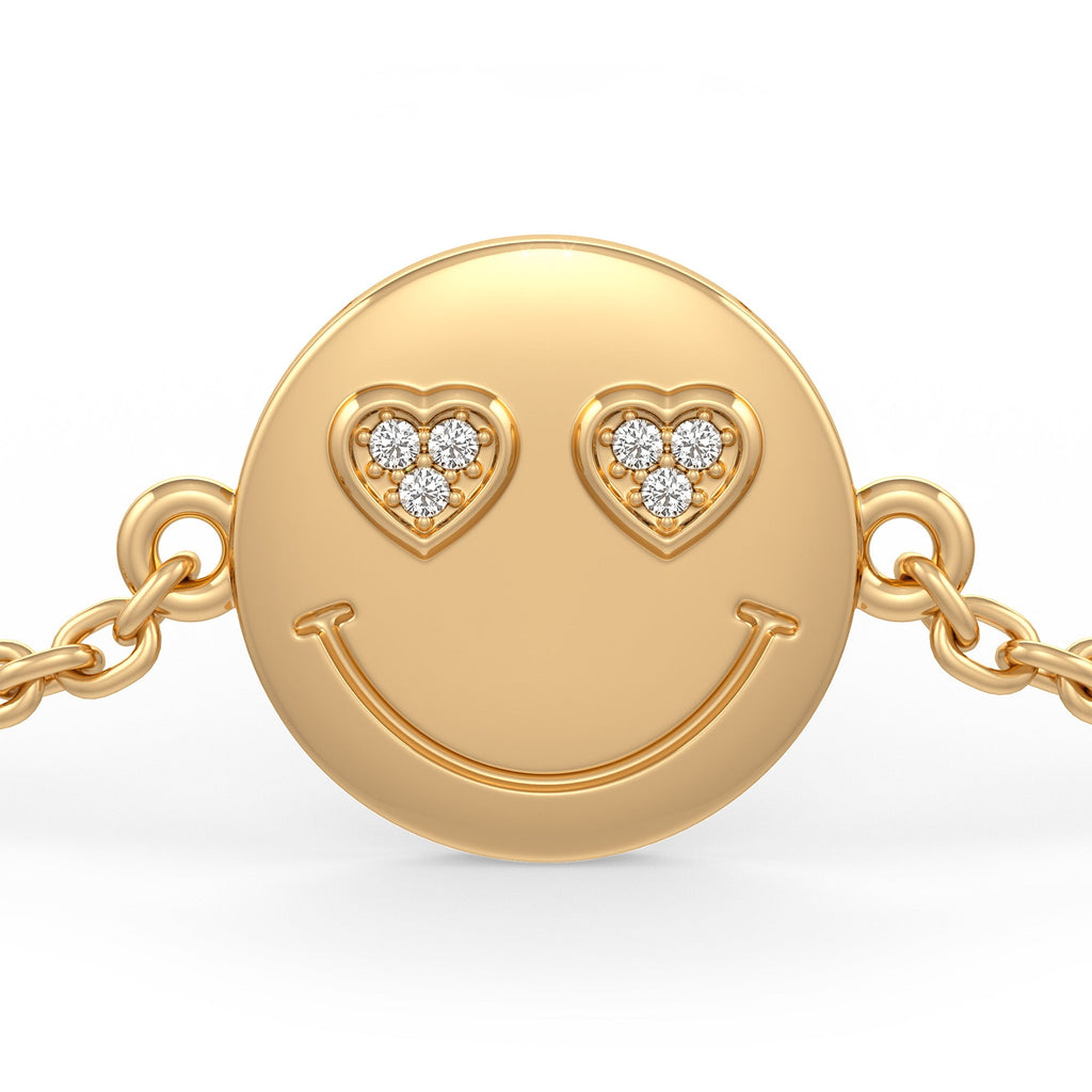 18ct Yellow Gold Emoji Smiley Diamond Bracelet Cervin Blanc