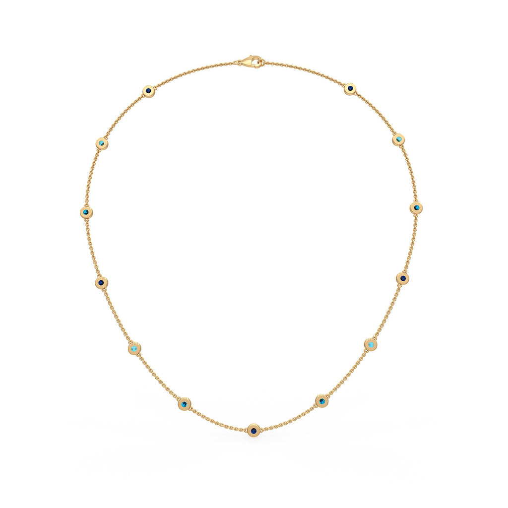 Blue sapphire gemstone station necklace