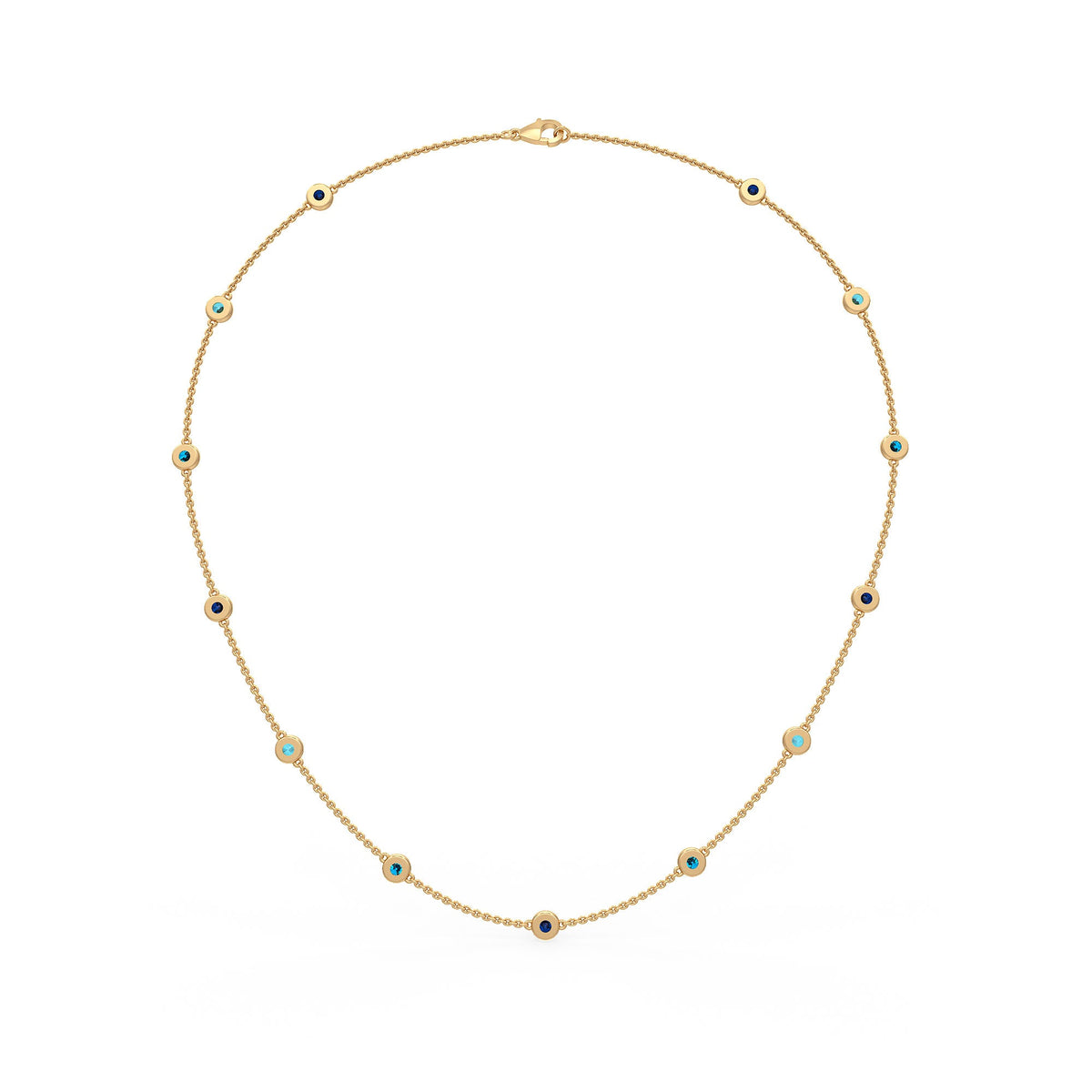 Blue sapphire gemstone station necklace