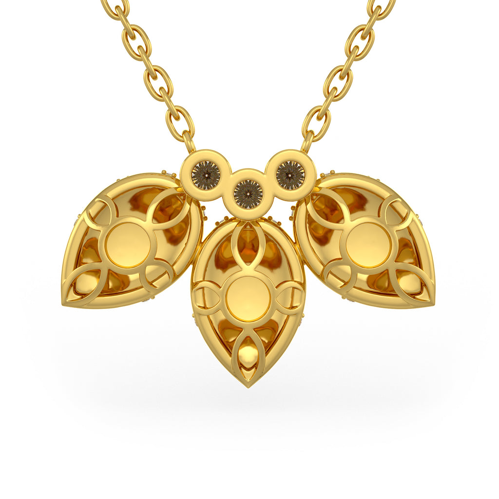Collier en or jaune 18 carats serti de diamants de 1,20 ct, motif de pétales de nénuphar.